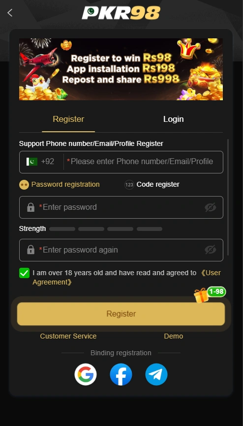 PKR98 Game login